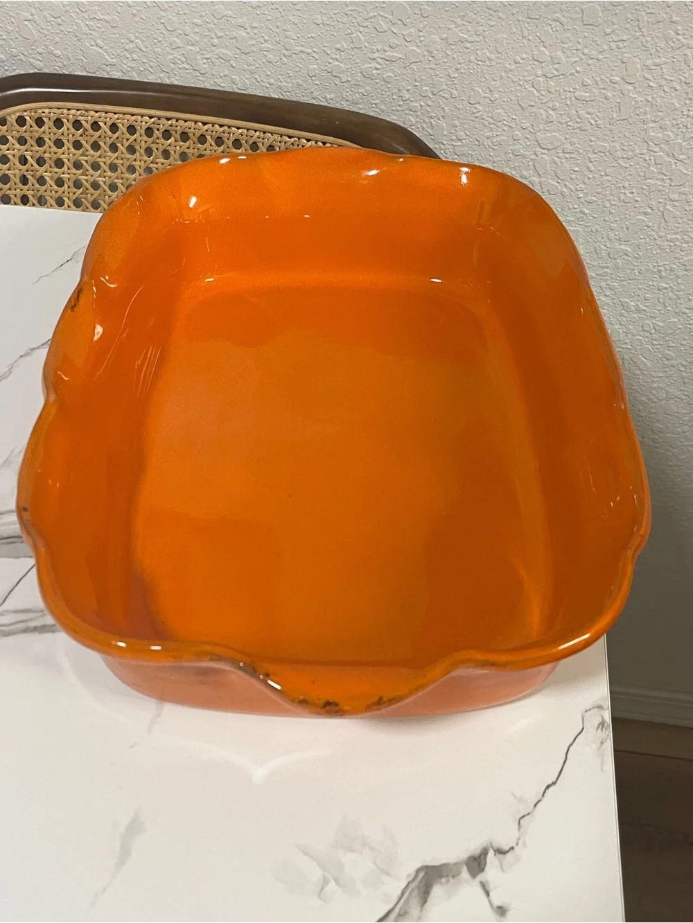 De Silva Italian Bright Orange Glazed Ceramic Serving Dish